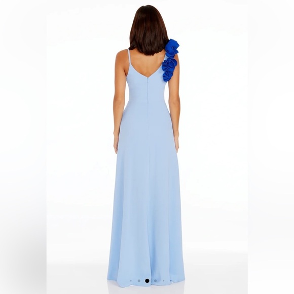 NWT Dress The Population Camelia Gown Light Blue Floral Maxi Dress Size L - Picture 4 of 10